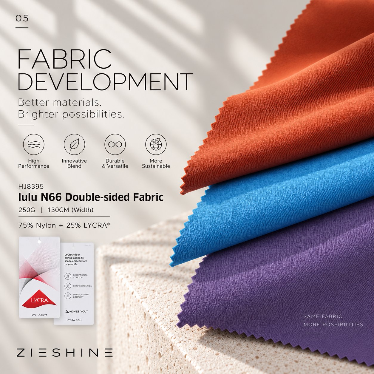 ZIESHINE — Premium Stretch Fabric Development for Activewear & Yoga Wear